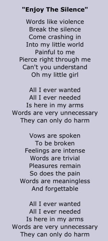 depeche mode enjoy the silence lyrics deutsch
